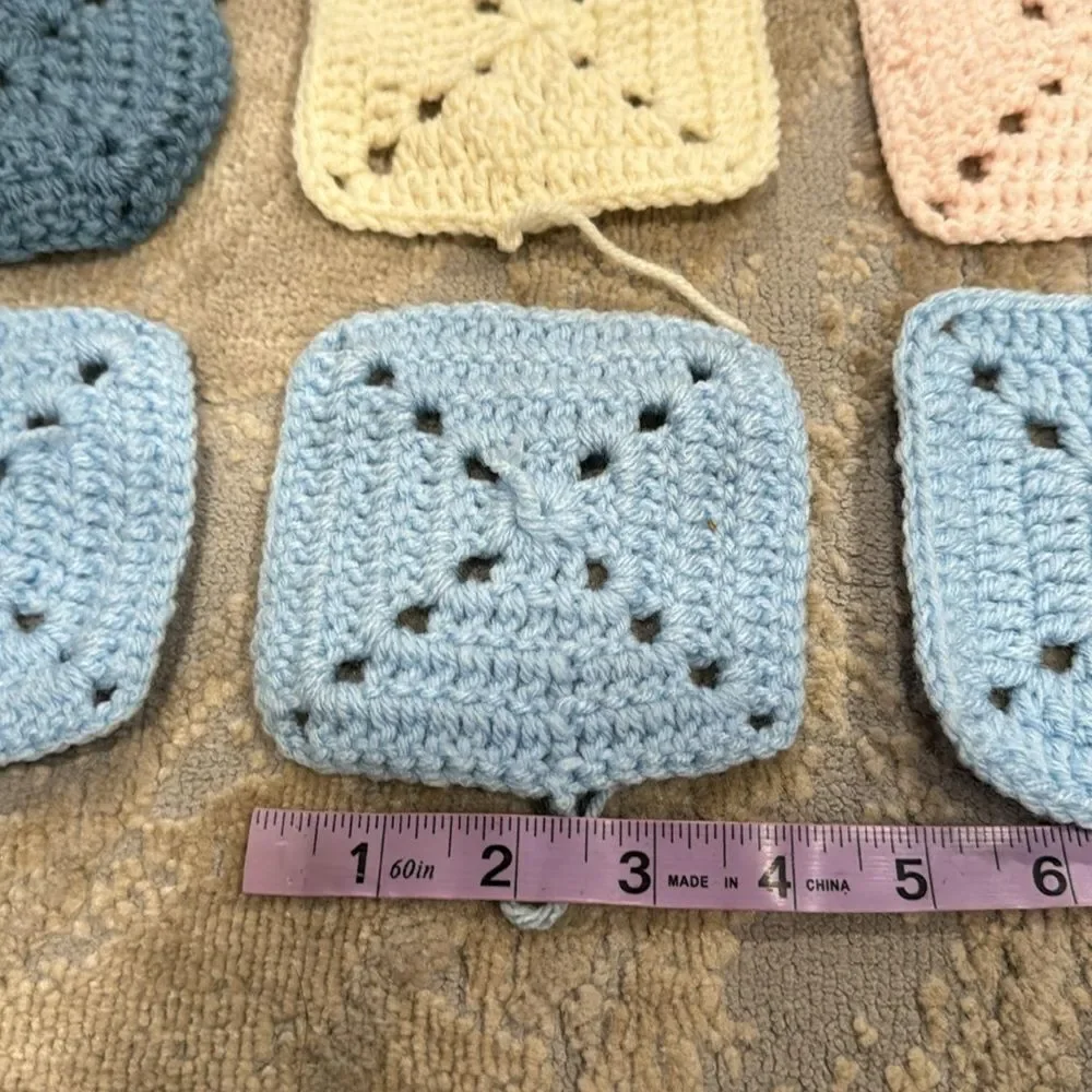 Granny Square Crochet Mug Coaster set of 8 one is little smaller most are 4by4